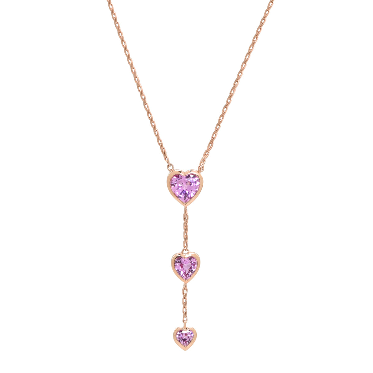 Pink Sapphire Heart Y-Lariat Necklace