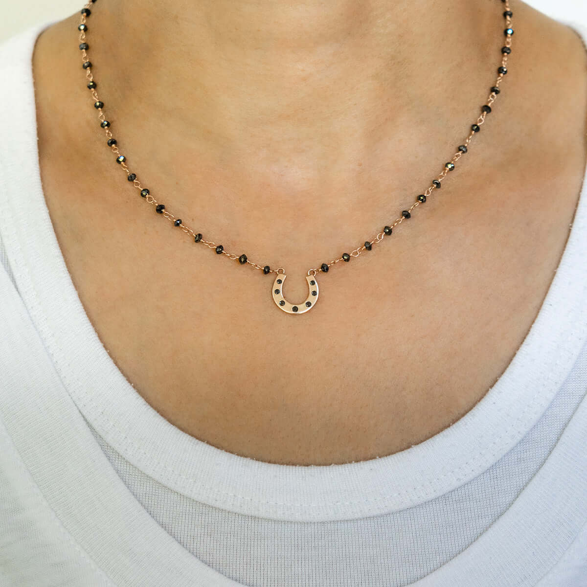 Black diamond horseshoe necklace Clearance