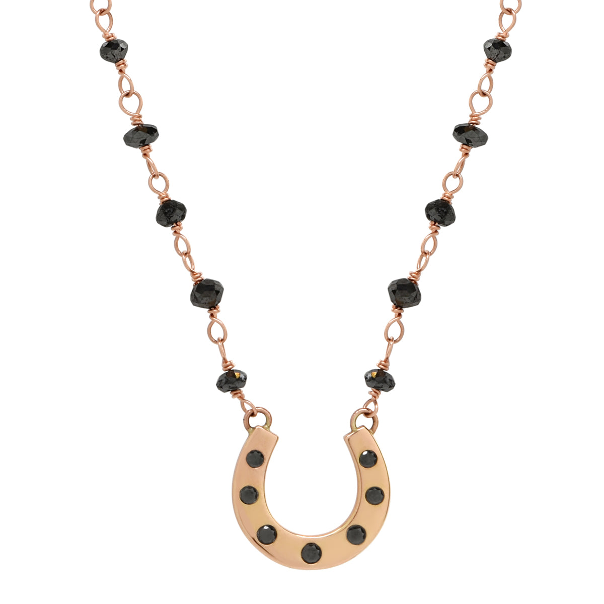 Black Diamond Horseshoe Charm Necklace
