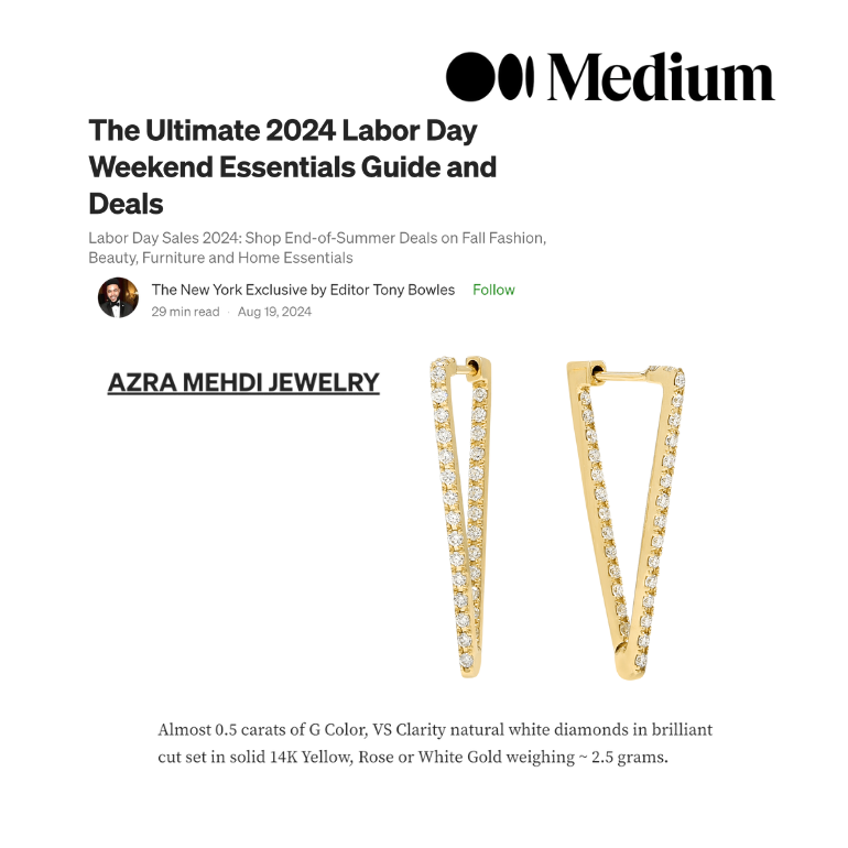 Azra Mehdi Jewelry in Medium.com for Labor Day 2024