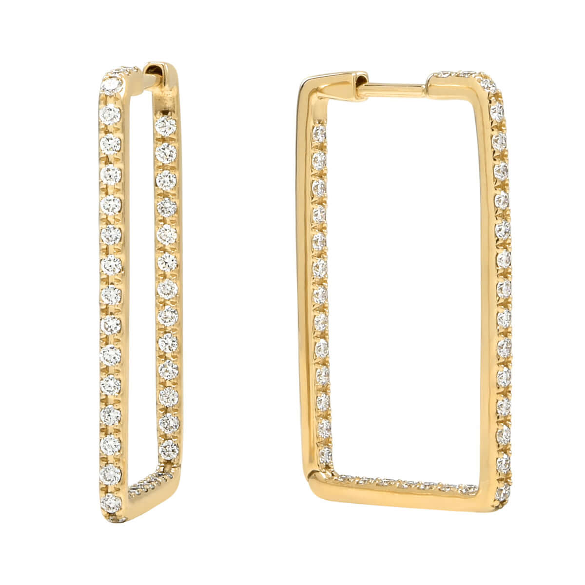 Rectangular Hoops Inside-Out Diamond Rectangle Hoop Earrings