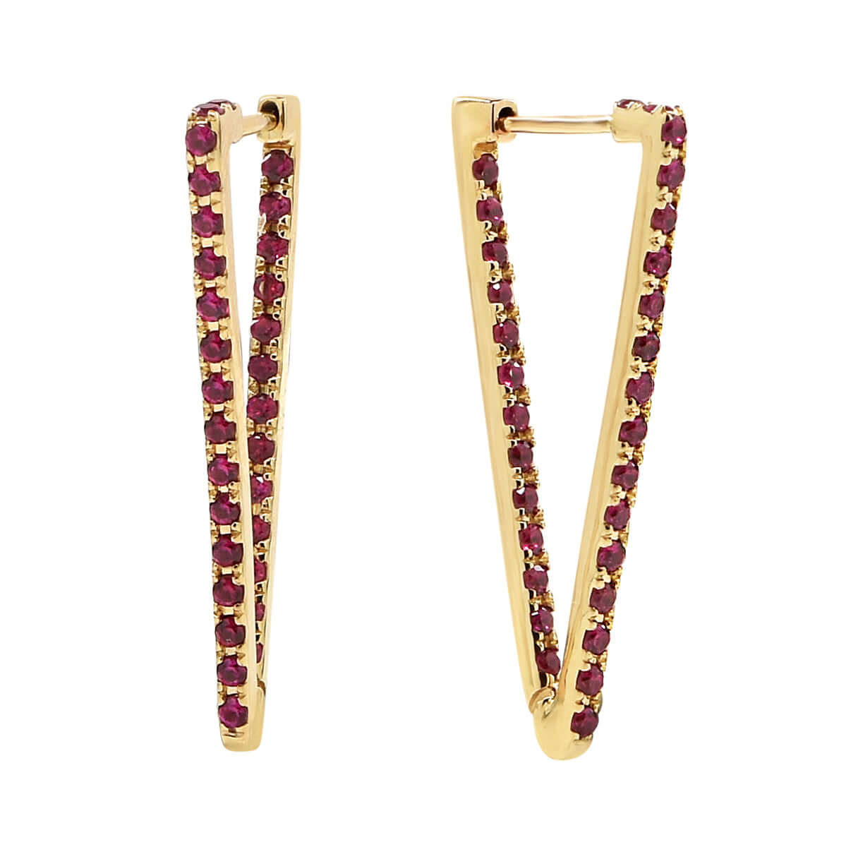 Inside-Out Ruby Triangle Hoop Earrings | Azra Mehdi Jewelry