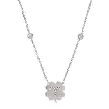 Aries Aquamarine Clover Necklace