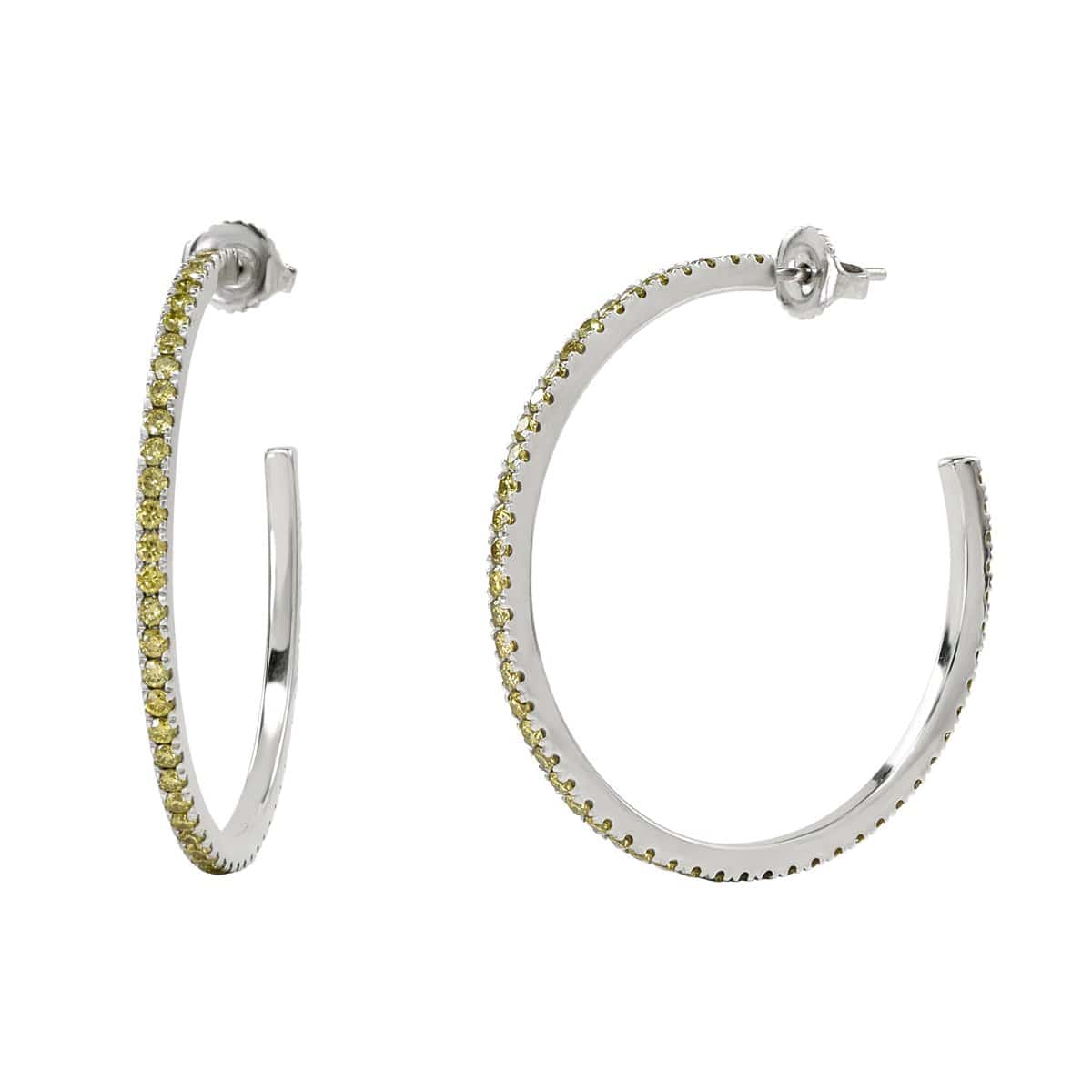 The AX-Party Hoops | Yellow Diamonds & White Gold Earrings
