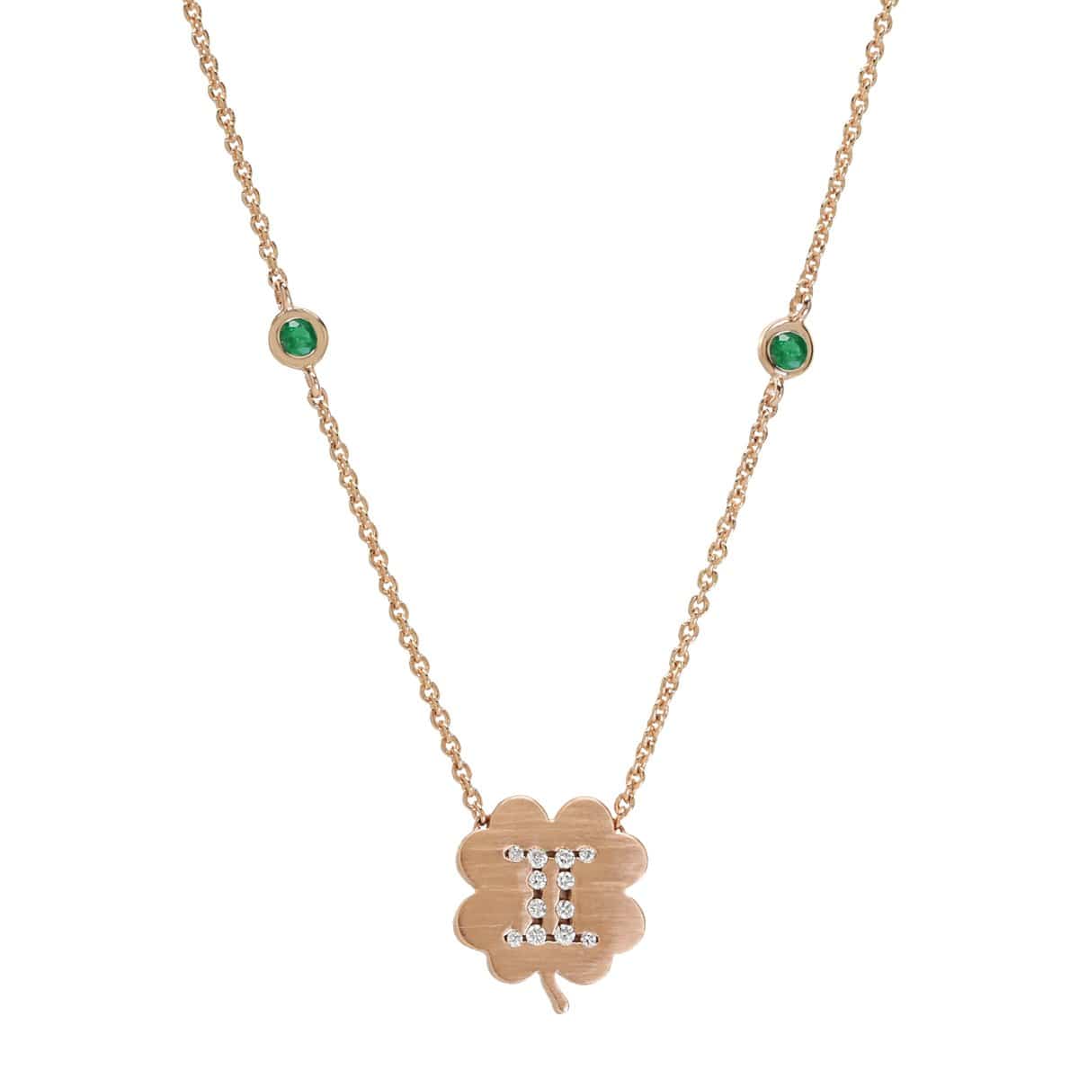 Gemini Emerald Clover Necklace 