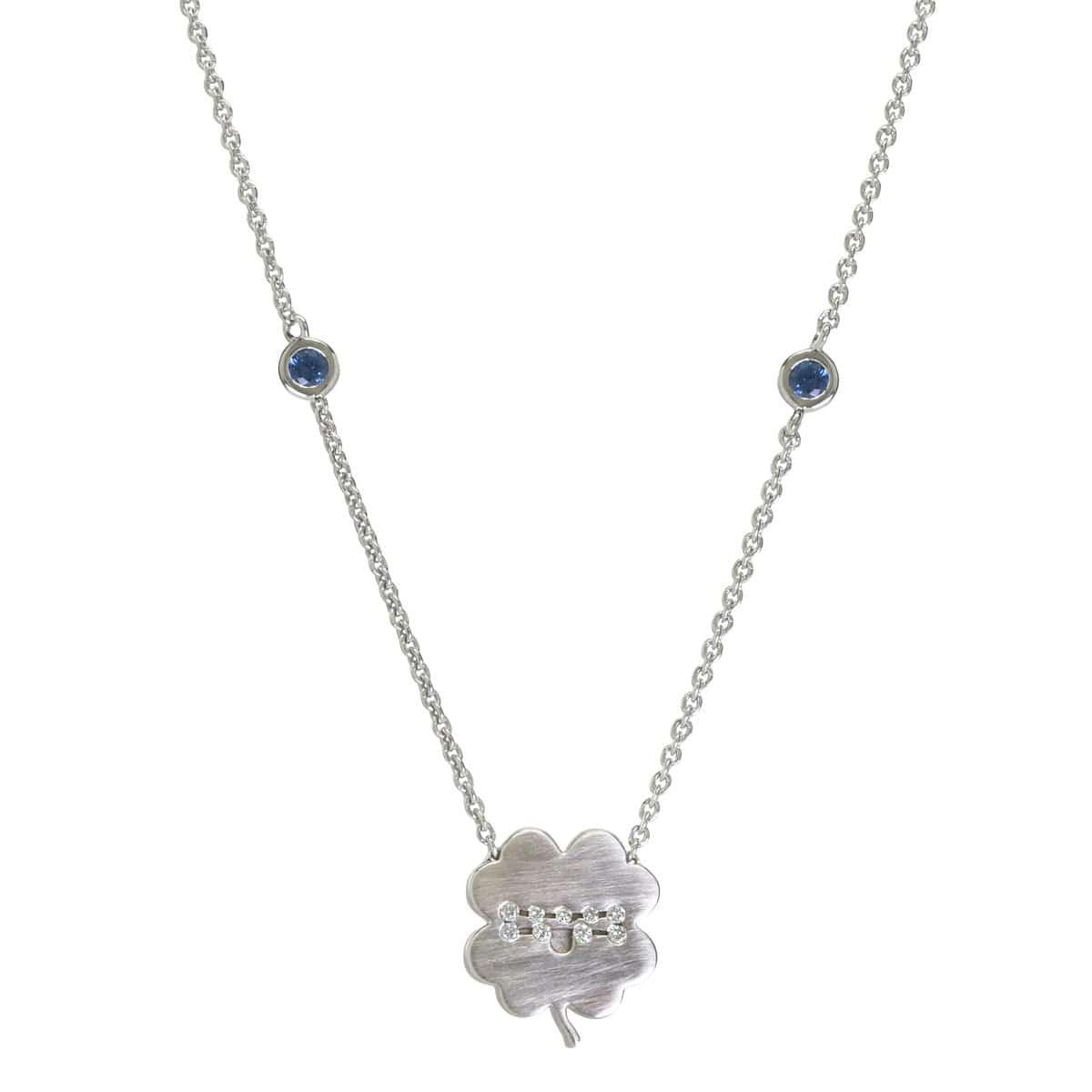 Libra Blue Sapphire Clover Necklace 