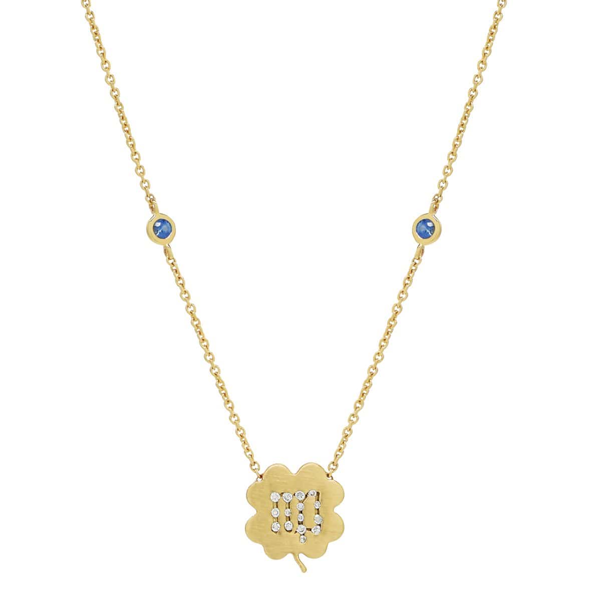 Virgo Blue Sapphire Clover Necklace
